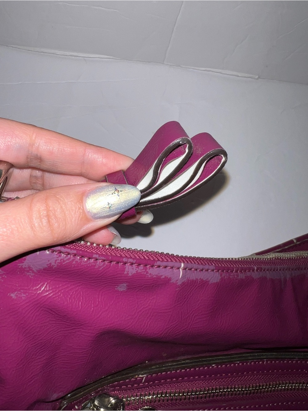 Vintage Y2K Rare Coach Poppy Daisy Liquid Gloss Hobo Bag Berry - Picture 8 of 12